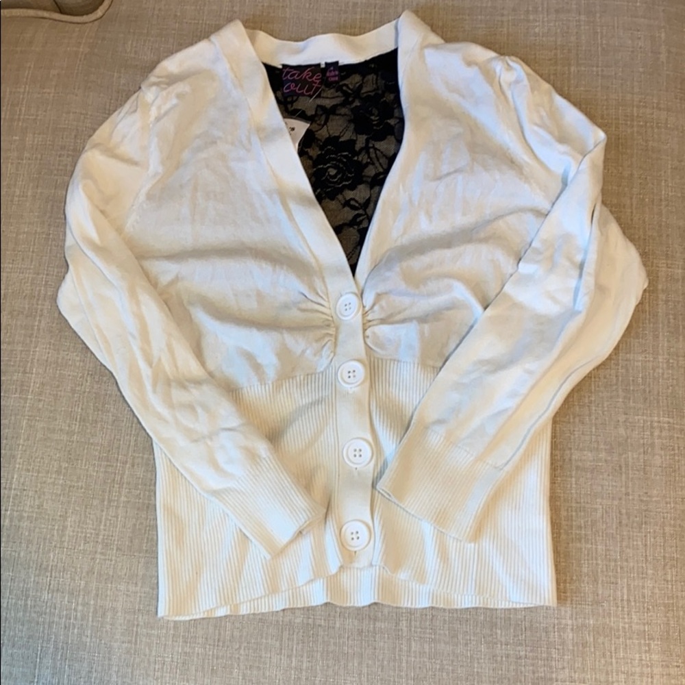 Adorable sweater with lace back